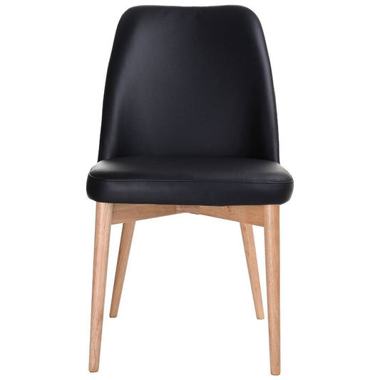 GLADIS TOP GRAIN LEATHER DINING CHAIR IN BLACK - MyChocolateWood
