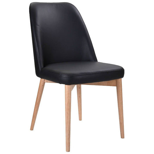 GLADIS TOP GRAIN LEATHER DINING CHAIR IN BLACK - MyChocolateWood