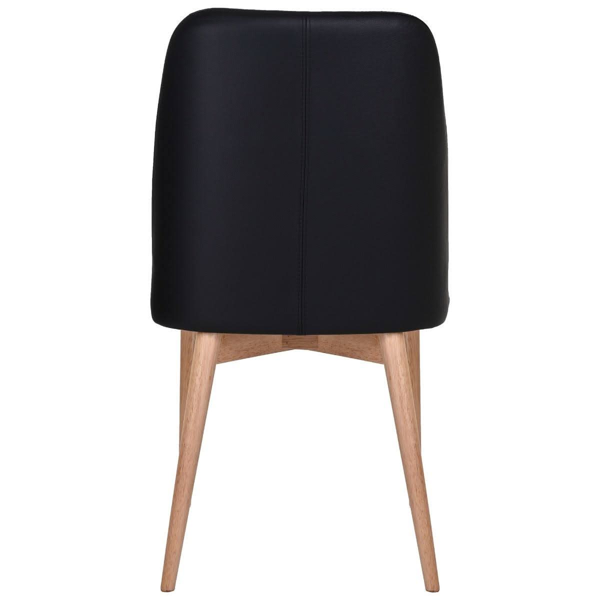 GLADIS TOP GRAIN LEATHER DINING CHAIR IN BLACK - MyChocolateWood