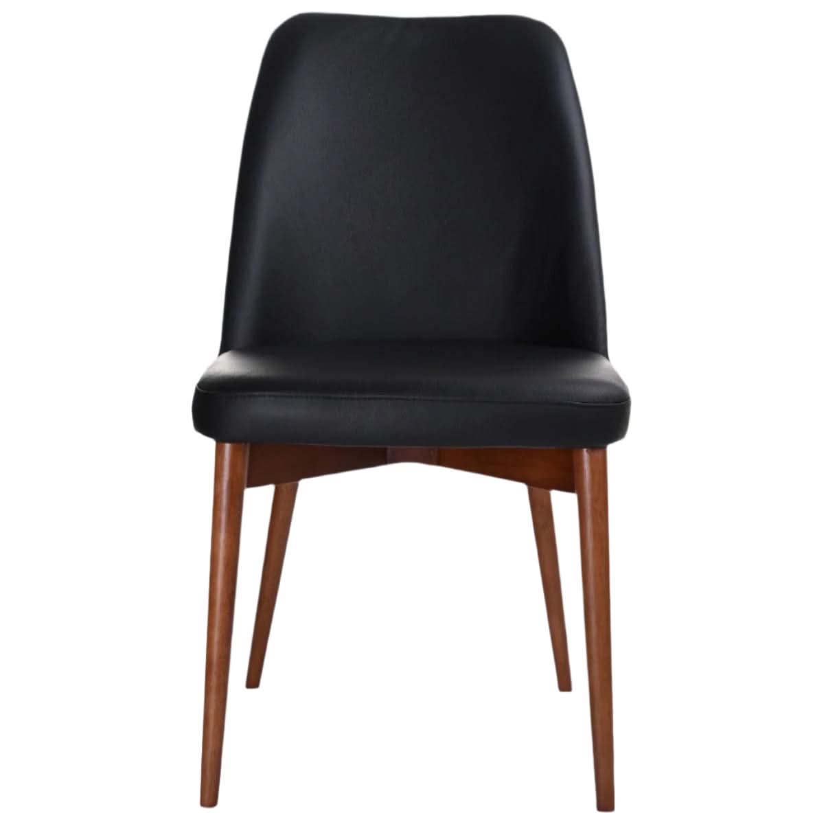GLADIS TOP GRAIN LEATHER DINING CHAIR IN BLACK/BLACKWOOD - MyChocolateWood