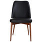 Gladis Top Grain Leather Dining Chair in Black with Blackwood Legs - Chocolate Wood