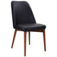 Gladis Top Grain Leather Dining Chair in Black with Blackwood Legs - Chocolate Wood