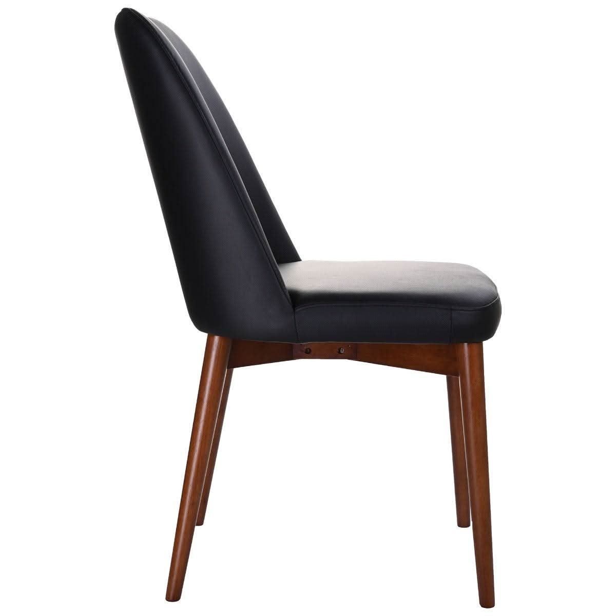 GLADIS TOP GRAIN LEATHER DINING CHAIR IN BLACK/BLACKWOOD - MyChocolateWood