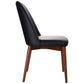 Gladis Top Grain Leather Dining Chair in Black with Blackwood Legs - Chocolate Wood