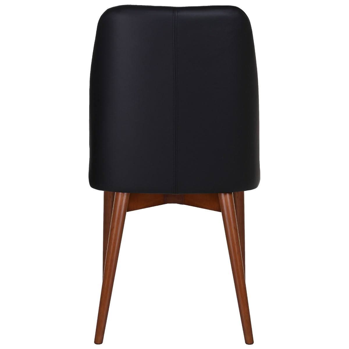 GLADIS TOP GRAIN LEATHER DINING CHAIR IN BLACK/BLACKWOOD - MyChocolateWood