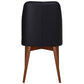 Gladis Top Grain Leather Dining Chair in Black with Blackwood Legs - Chocolate Wood