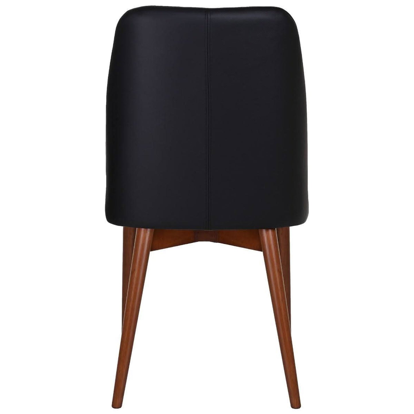 Gladis Top Grain Leather Dining Chair in Black with Blackwood Legs - Chocolate Wood