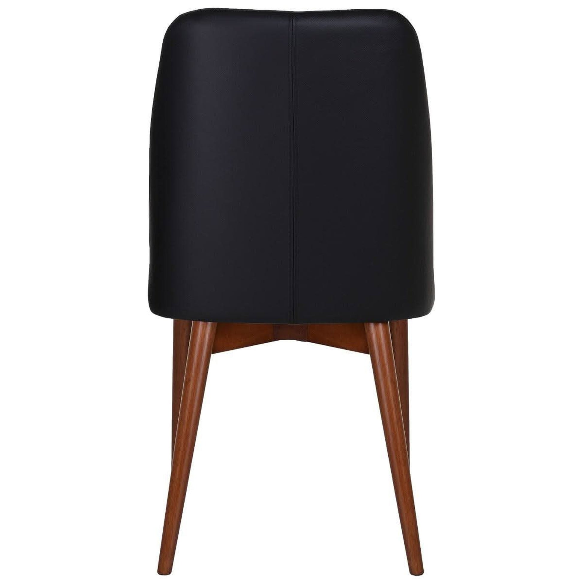 Gladis Top Grain Leather Dining Chair in Black with Blackwood Legs - Chocolate Wood
