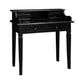 Glasmere Solid Mahogany 6-Drawer Secretary Desk in Black - Chocolate Wood