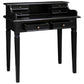 Glasmere Solid Mahogany 6-Drawer Secretary Desk in Black - Chocolate Wood