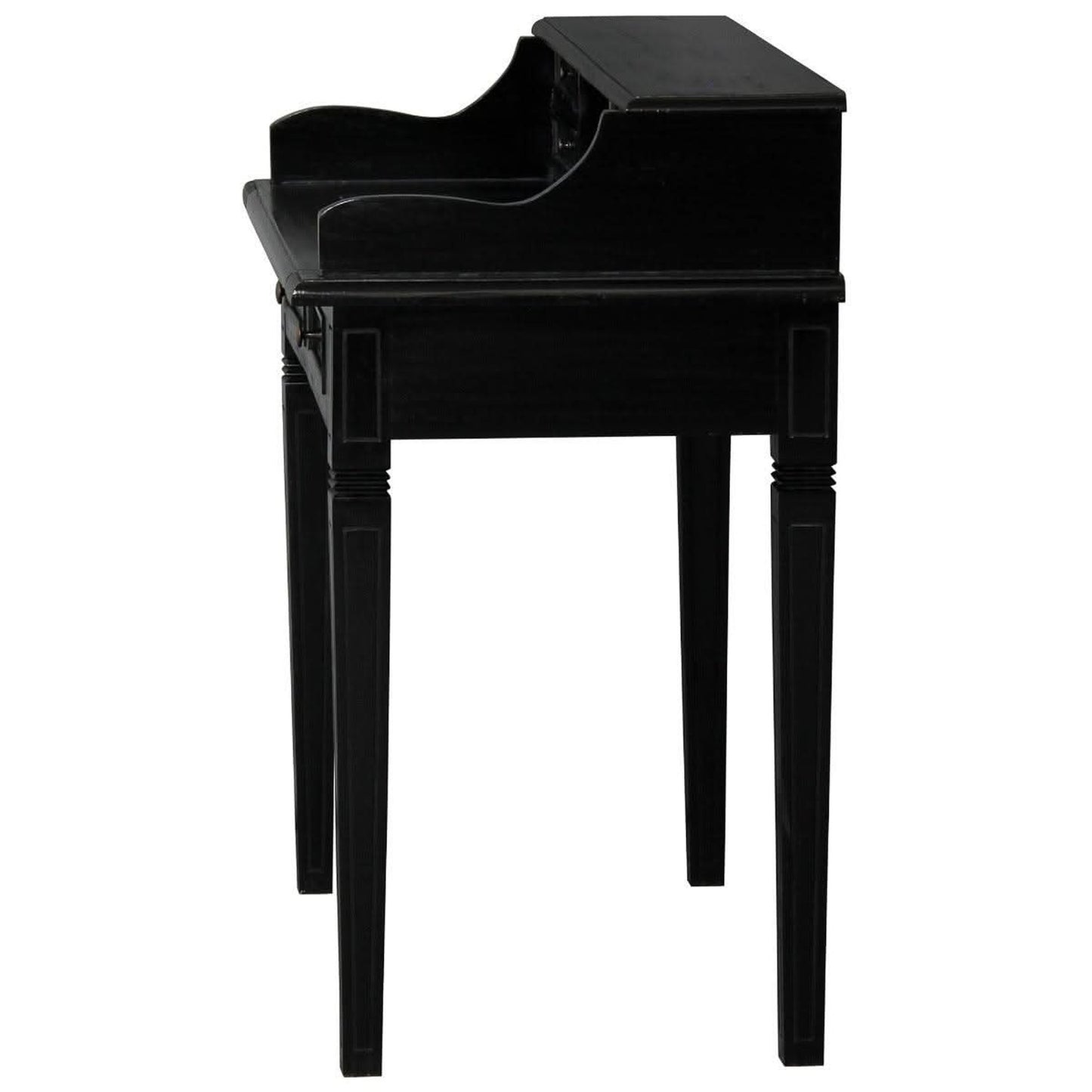 Glasmere Solid Mahogany 6-Drawer Secretary Desk in Black - Chocolate Wood
