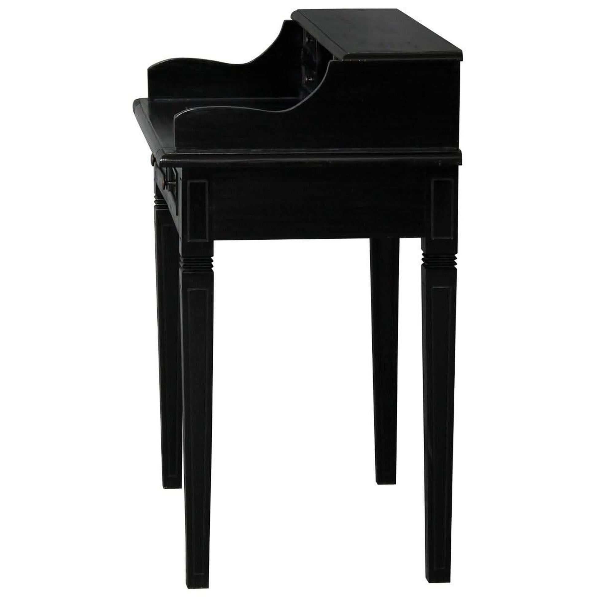 Glasmere Solid Mahogany 6-Drawer Secretary Desk in Black - Chocolate Wood