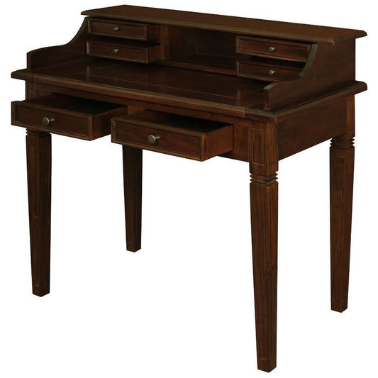 GLASMERE SOLID MAHOGANY TIMBER SECRETARY DESK WITH 6 DRAWERS - MAHOGANY