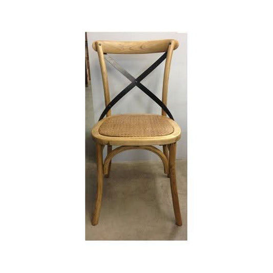 GLENWOOD ELM TIMBER METAL CROSS BACK CHAIR NATURAL - MyChocolateWood