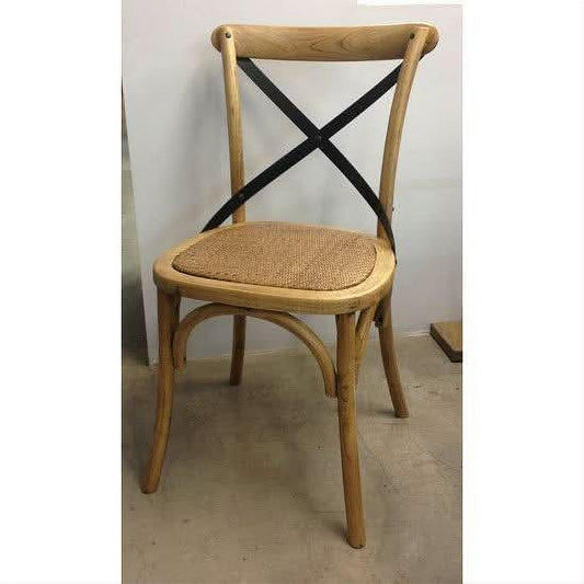 GLENWOOD ELM TIMBER METAL CROSS BACK CHAIR NATURAL