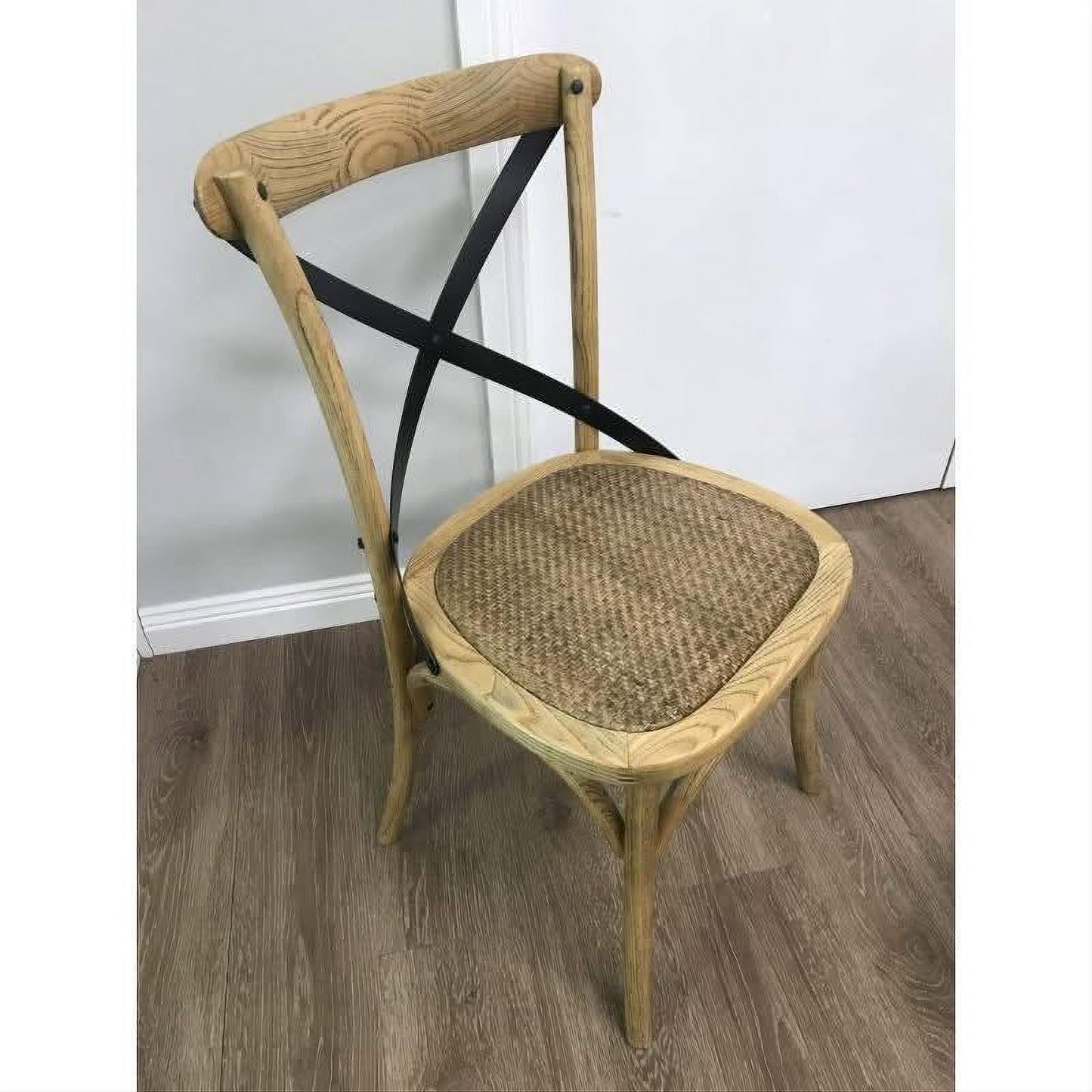 GLENWOOD ELM TIMBER METAL CROSS BACK CHAIR NATURAL - MyChocolateWood