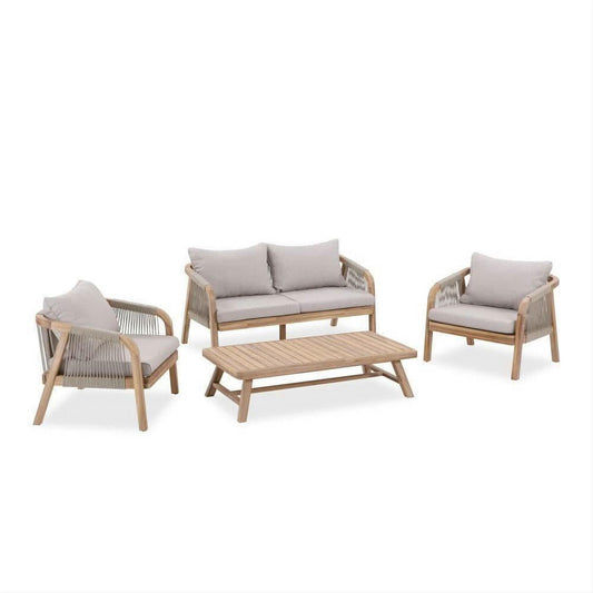 GLOSTER ACACIA WOOD & ROPE 4 - PIECE OUTDOORS SETTING