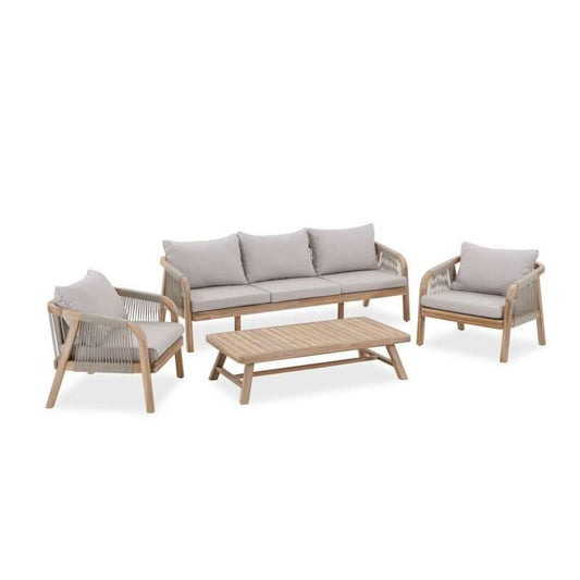 GLOSTER ACACIA WOOD & ROPE LARGE 4 - PIECE OUTDOORS SETTING - MyChocolateWood