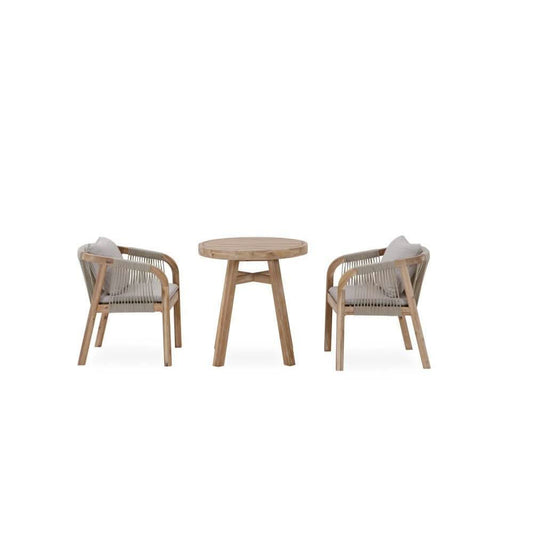 GLOUCESTER ACACIA WOOD & ROPE 3 - PIECE BALCONY OUTDOORS SETTING - MyChocolateWood