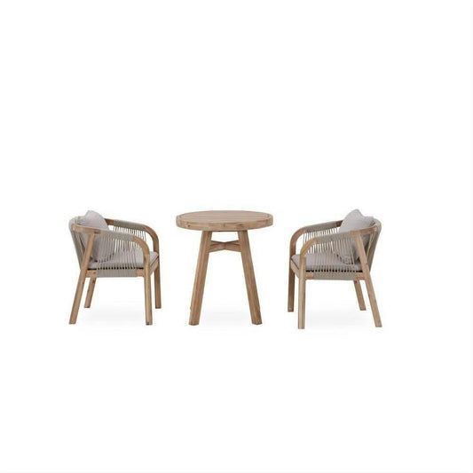 GLOUCESTER ACACIA WOOD & ROPE 3 - PIECE BALCONY OUTDOORS SETTING - MyChocolateWood