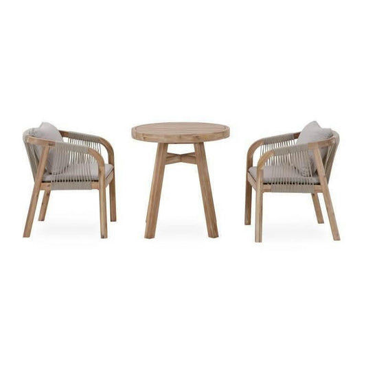 GLOUCESTER ACACIA WOOD & ROPE 3 - PIECE BALCONY OUTDOORS SETTING