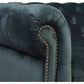 Gotcha 2-Seater Chesterfield Sofa in Green Velvet - Chocolate Wood