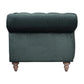 Gotcha 2-Seater Chesterfield Sofa in Green Velvet - Chocolate Wood