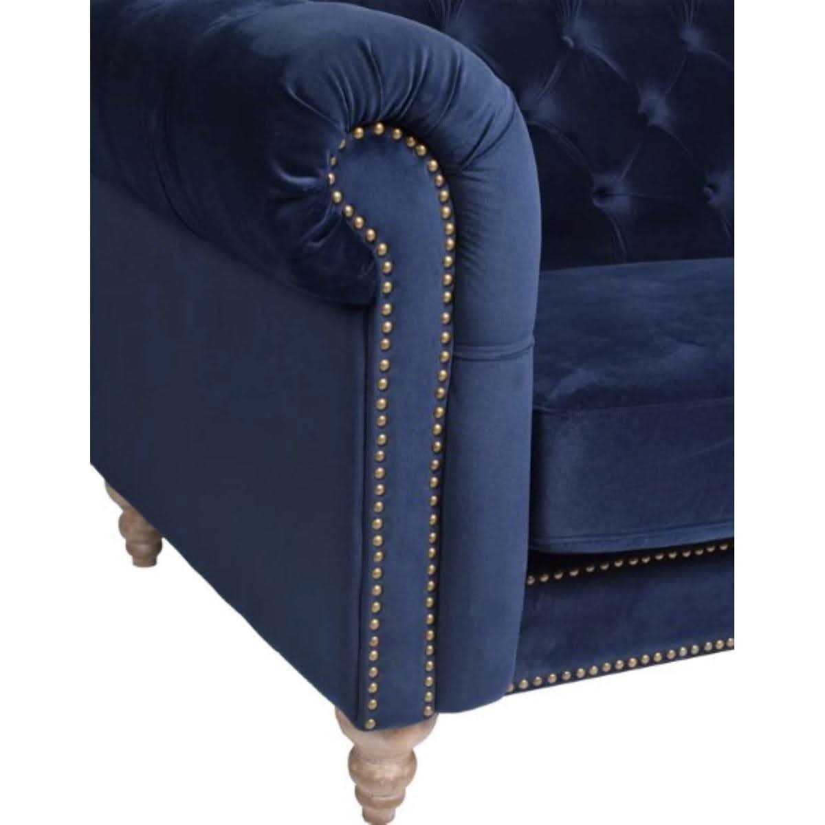 GOTCHA 2-SEATER CHESTERFIELD SOFA IN NAVY VELVET - MyChocolateWood
