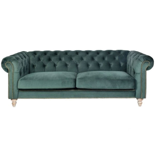 GOTCHA 3-SEATER CHESTERFIELD SOFA IN GREEN VELVET - MyChocolateWood