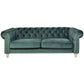 Gotcha 3-Seater Chesterfield Sofa in Green Velvet - Chocolate Wood