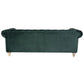 Gotcha 3-Seater Chesterfield Sofa in Green Velvet - Chocolate Wood