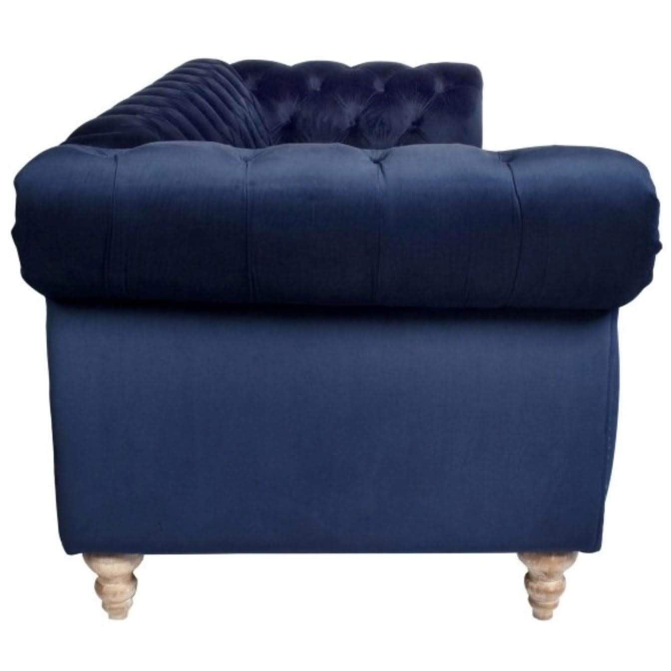 GOTCHA 3-SEATER CHESTERFIELD SOFA IN NAVY VELVET - MyChocolateWood