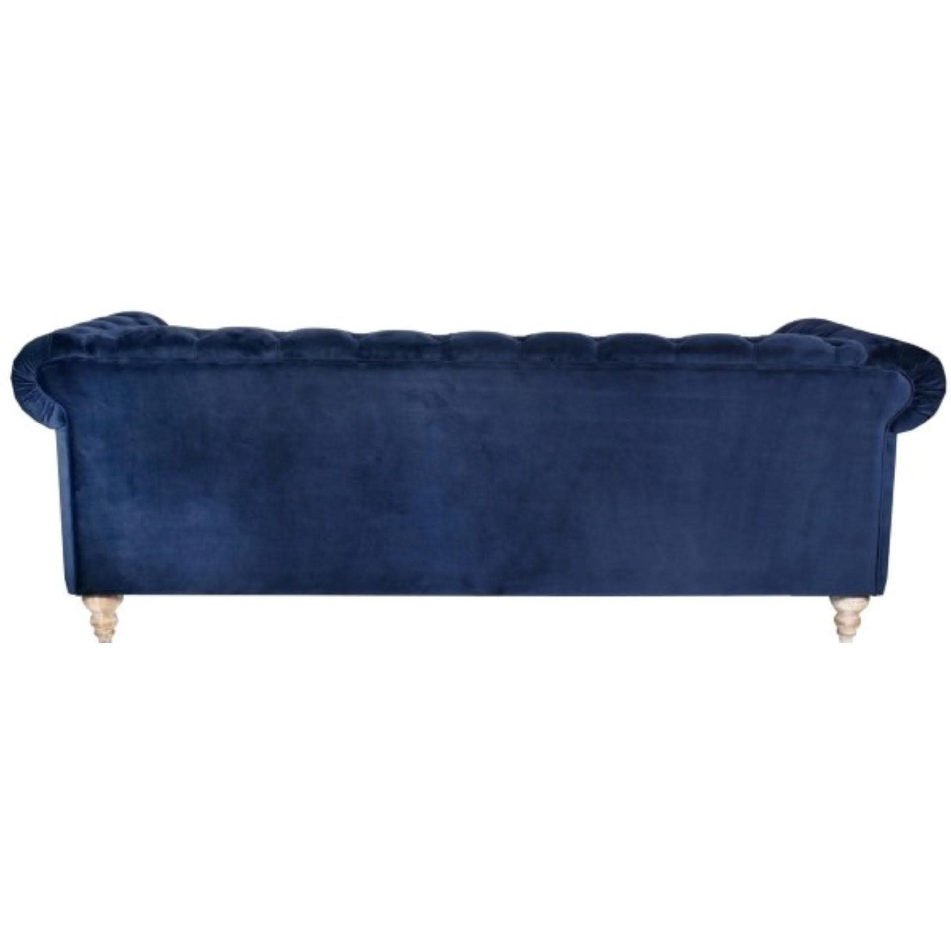 GOTCHA 3-SEATER CHESTERFIELD SOFA IN NAVY VELVET - MyChocolateWood