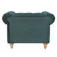 Gotcha Chesterfield Armchair in Green Velvet - Chocolate Wood