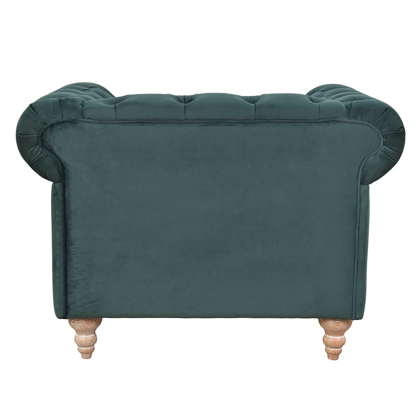 Gotcha Chesterfield Armchair in Green Velvet - Chocolate Wood