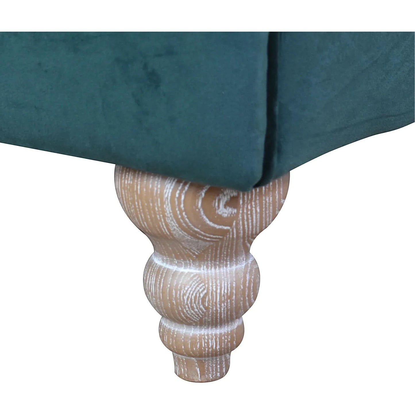 Gotcha Chesterfield Armchair in Green Velvet - Chocolate Wood