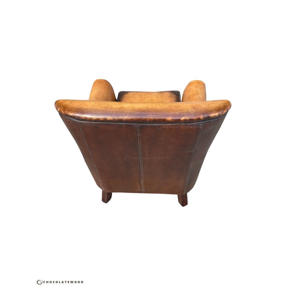 GRACELAND ANTIQUE PREMIUM GRADE LEATHER ARMCHAIR IN CARAMEL - MyChocolateWood