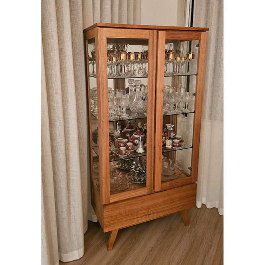 GRANVILLE DISPLAY CABINET IN SOLID TASSIE OAK & A CLEAR LACQUER FINISH