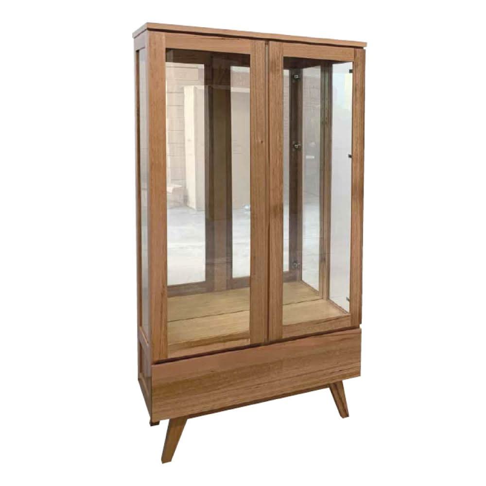 GRANVILLE DISPLAY CABINET IN SOLID TASSIE OAK & A CLEAR LACQUER FINISH - MyChocolateWood
