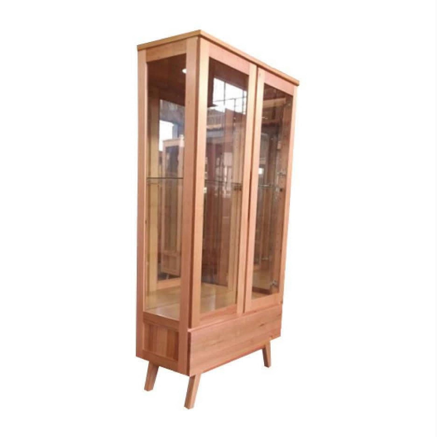 GRANVILLE DISPLAY CABINET IN SOLID TASSIE OAK & A CLEAR LACQUER FINISH