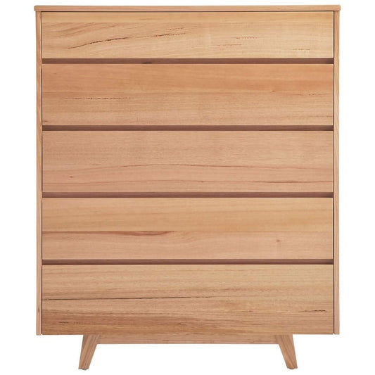 GRANVILLE TASSIE OAK 5 DRAWER TALLBOY CHEST OF 5 DRAWERS - MyChocolateWood