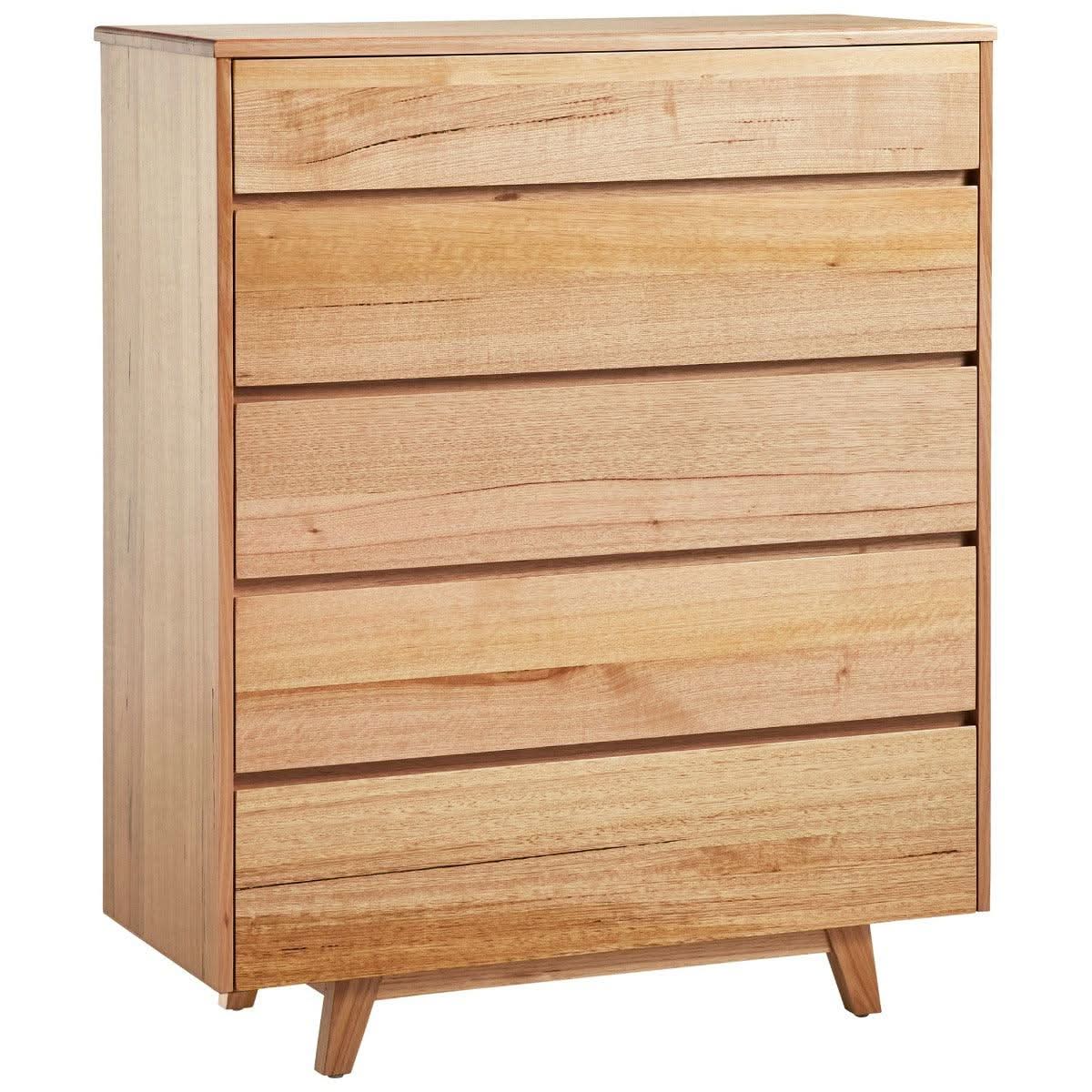 GRANVILLE TASSIE OAK 5 DRAWER TALLBOY CHEST OF 5 DRAWERS