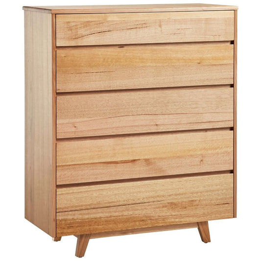 GRANVILLE TASSIE OAK 5 DRAWER TALLBOY CHEST OF 5 DRAWERS - MyChocolateWood