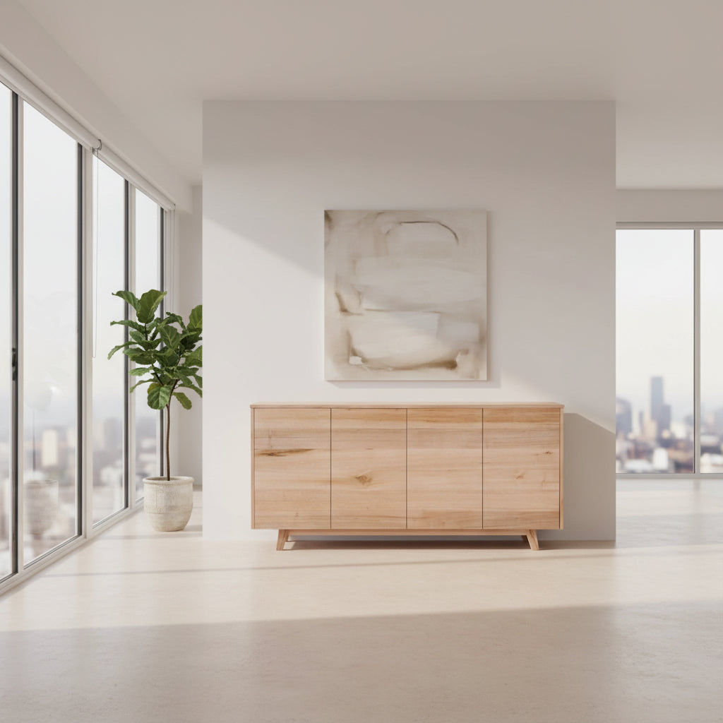 GRANVILLE TASSIE OAK BUFFET/SIDEBOARD  4 DOORS & 1 HIDDEN DRAWER NATURAL - MyChocolateWood