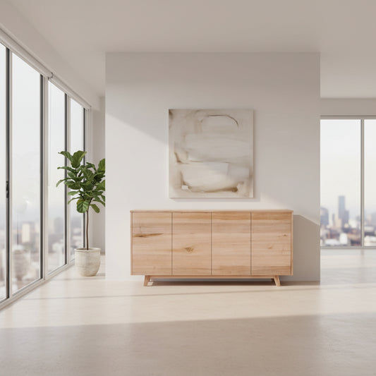 GRANVILLE TASSIE OAK BUFFET/SIDEBOARD  4 DOORS & 1 HIDDEN DRAWER NATURAL - MyChocolateWood