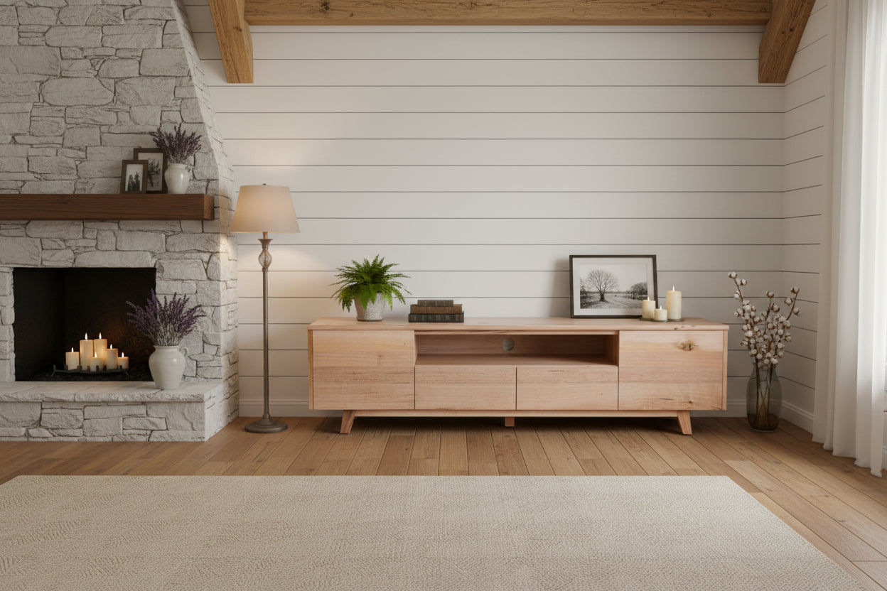 GRANVILLE TASSIE OAK TV UNIT 194CM WITH 2 DOORS & 2 DRAWERS - MyChocolateWood