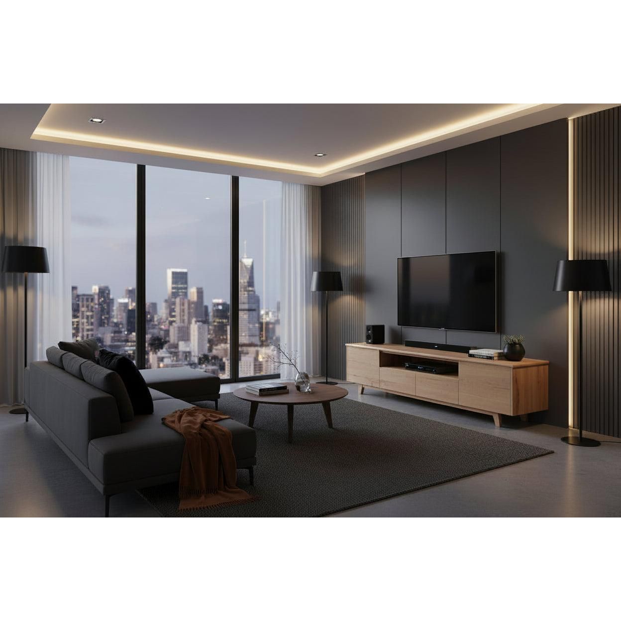 Granville Solid Tassie Oak 2-Door 2-Drawer TV / Entertainment Unit 194cm
