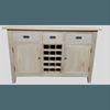 HAMPTON GREYWASHED OAK SIDEBOARD/BUFFET W/20 BOTTLE WINE RACK 3 DRAWERS & 2 DOORS