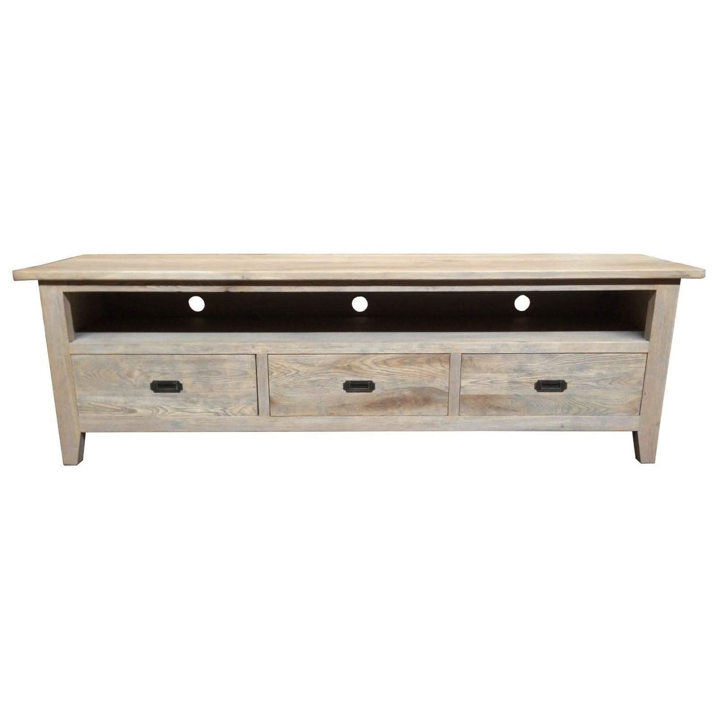 Hampton Greywashed Oak TV / Entertainment Unit 180cm - Chocolate Wood