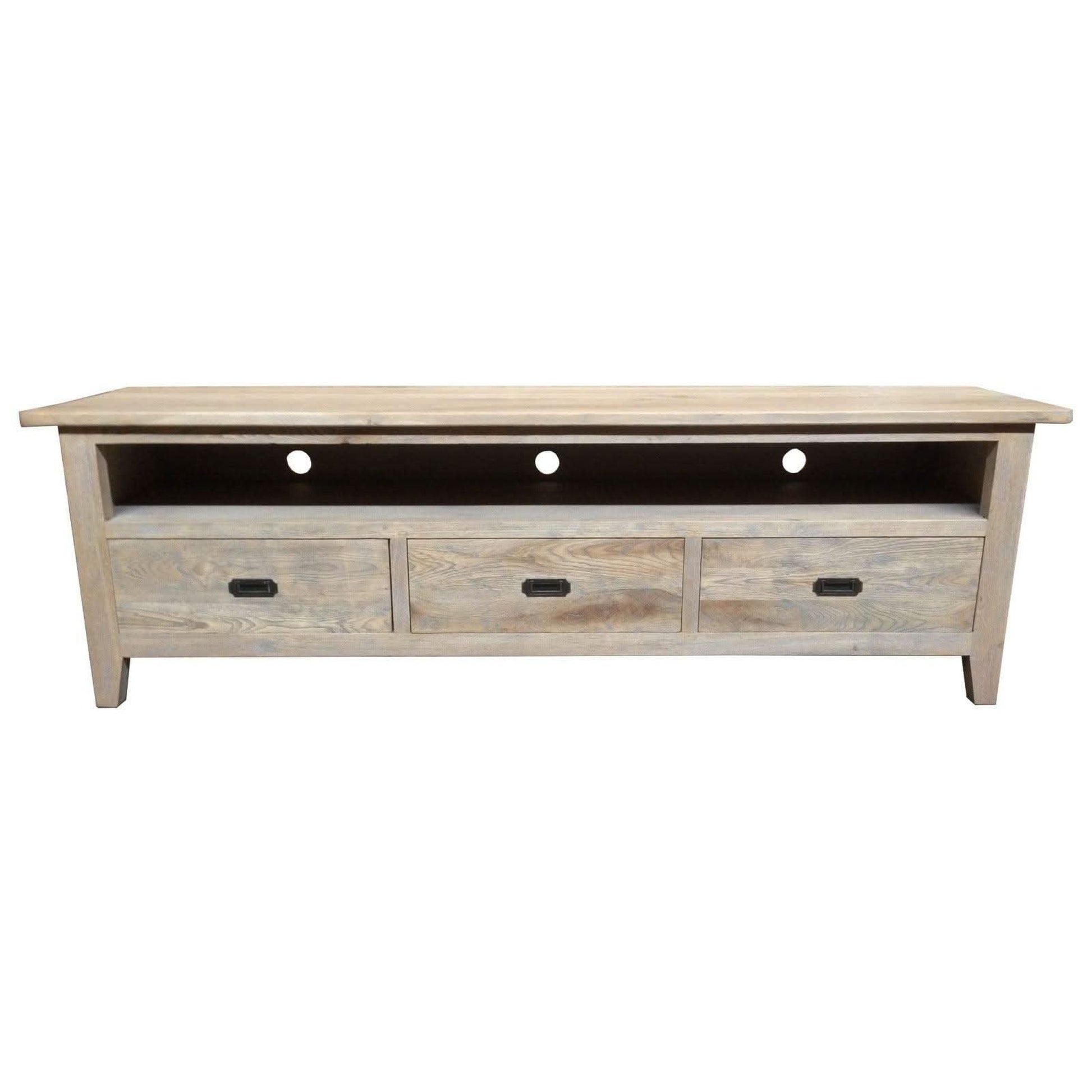Hampton Greywashed Oak TV / Entertainment Unit 180cm - Chocolate Wood